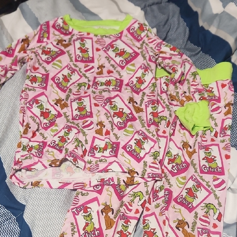 Grinch Kids Pajamas - Pink and Green